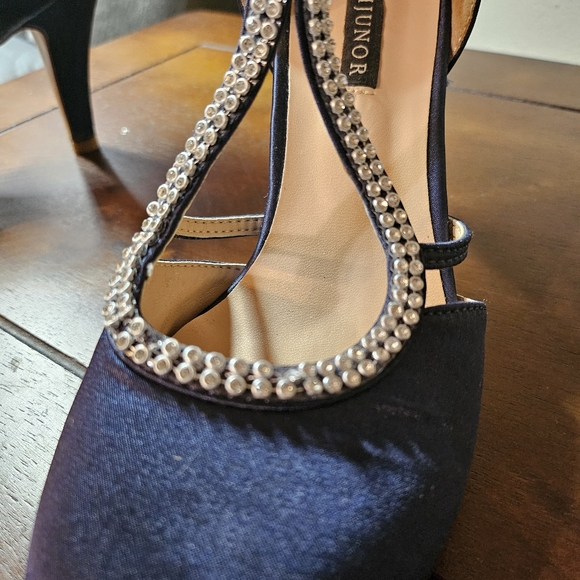 ERIJUNOR Women Comfort Low Heel Closed-Toe Ankle Strap Platform Satin Bridal Sz6 - Picture 5 of 7